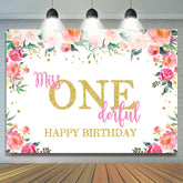 Lofaris Miss Onederful Watercolor Florals 1St Birthday Backdrop